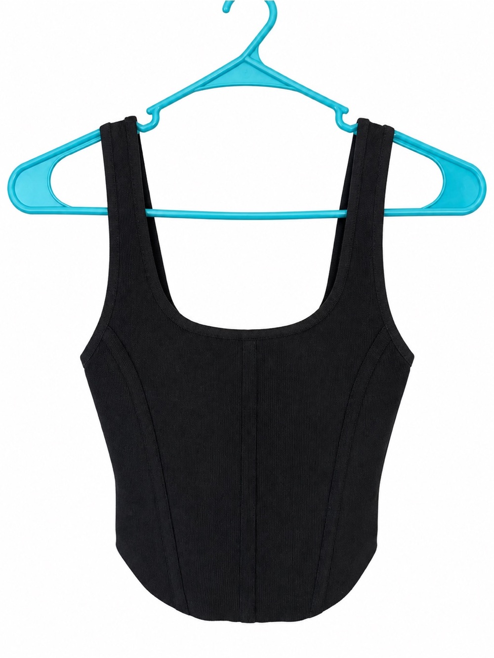 Babaton Black Corset Ribbed Crop Top